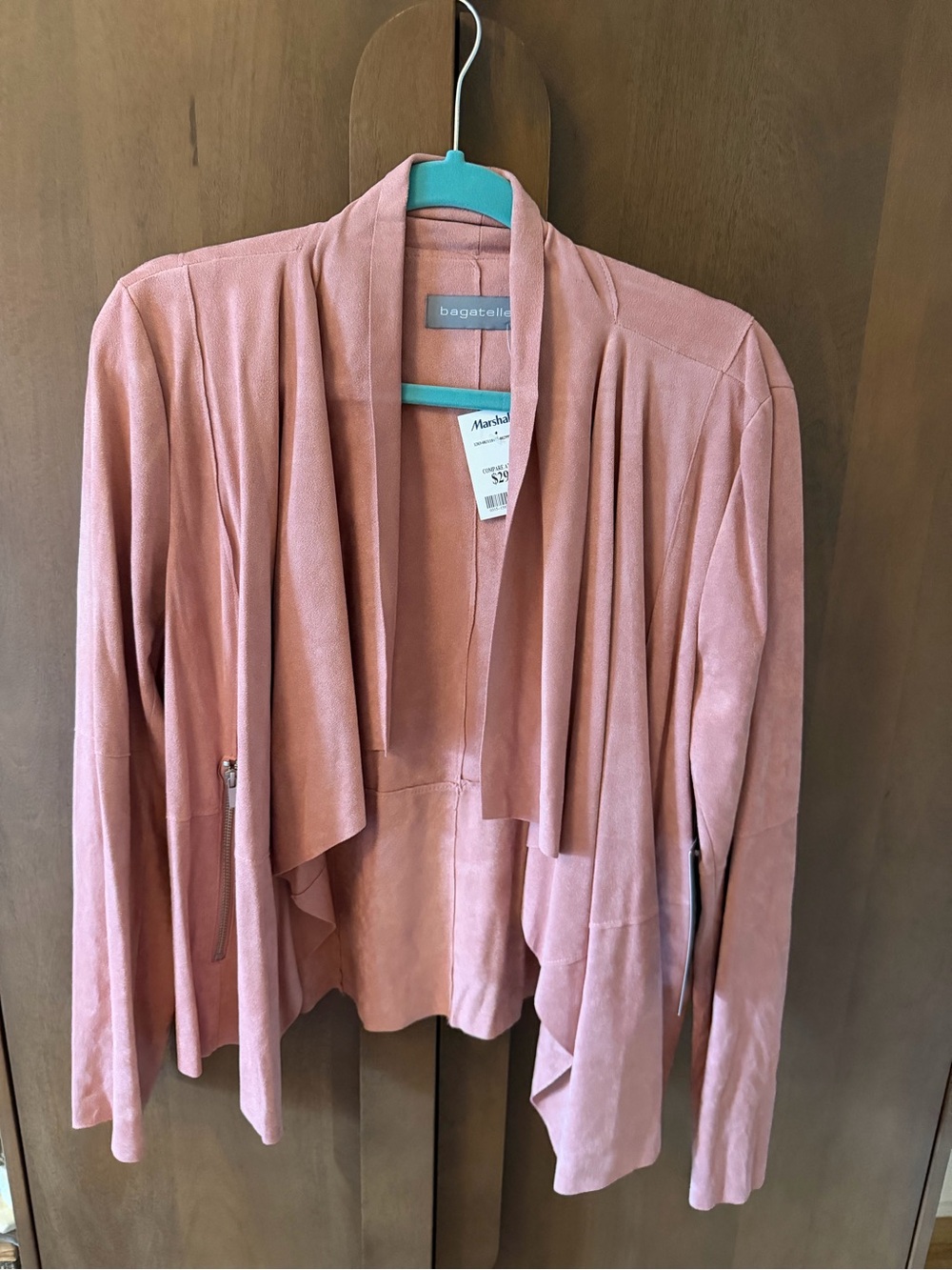 bagatelle Dusty Rose Open-Front Draped Jacket